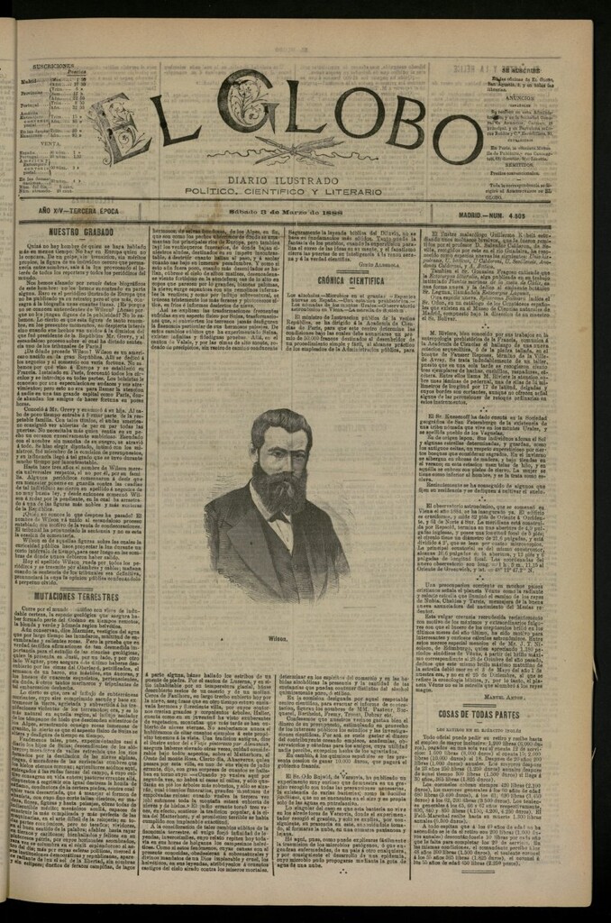 Miniatura de El Globo : diario ilustrado del 3 de marzo de 1888, nº 4505