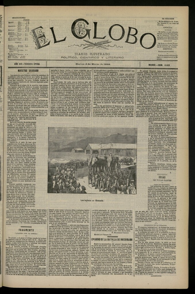 Miniatura de El Globo : diario ilustrado del 6 de marzo de 1888, nº 4508