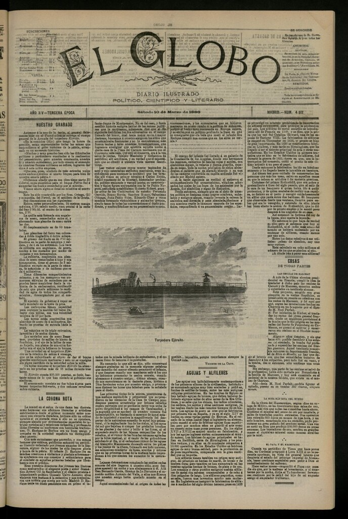 Miniatura de El Globo : diario ilustrado del 10 de marzo de 1888, nº 4512