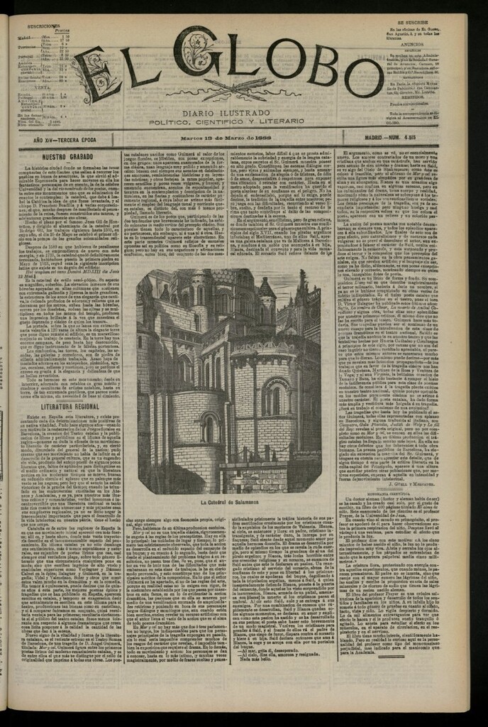 Miniatura de El Globo : diario ilustrado del 13 de marzo de 1888, nº 4515