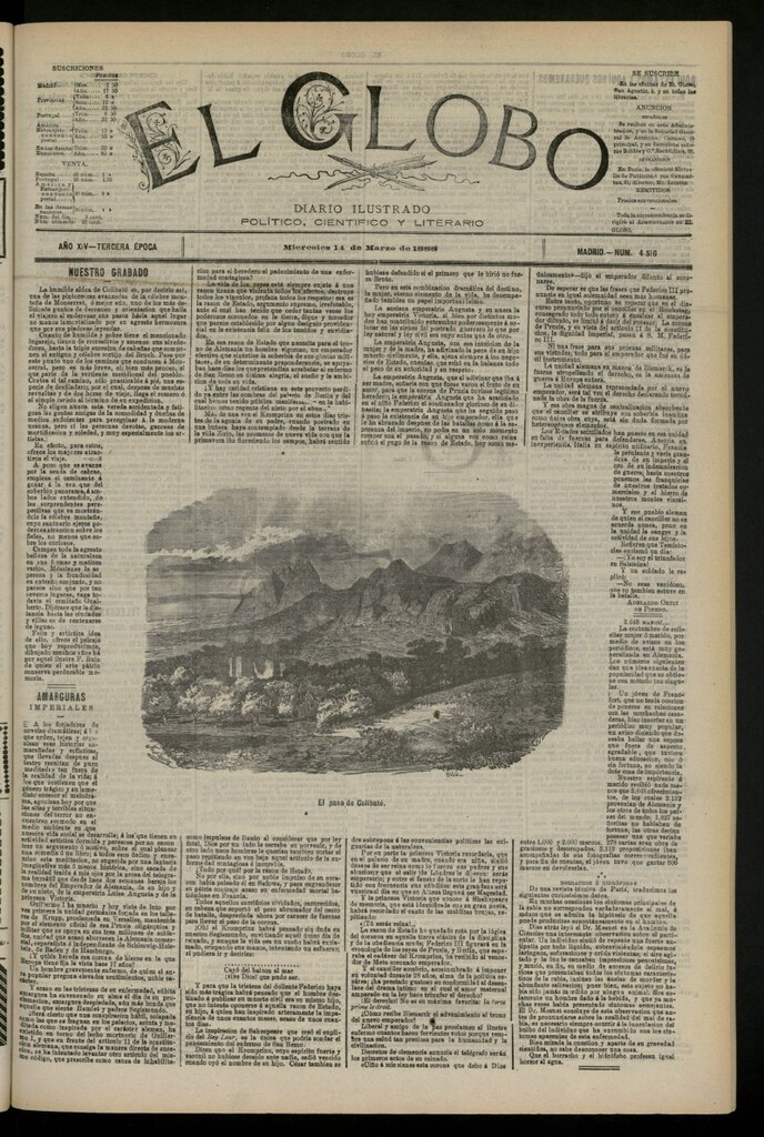 Miniatura de El Globo : diario ilustrado del 14 de marzo de 1888, nº 4516
