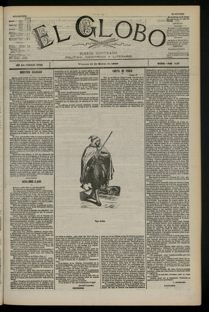 Miniatura de El Globo : diario ilustrado del 16 de marzo de 1888, nº 4518