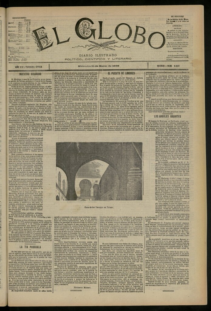 Miniatura de El Globo : diario ilustrado del 21 de marzo de 1888, nº 4523