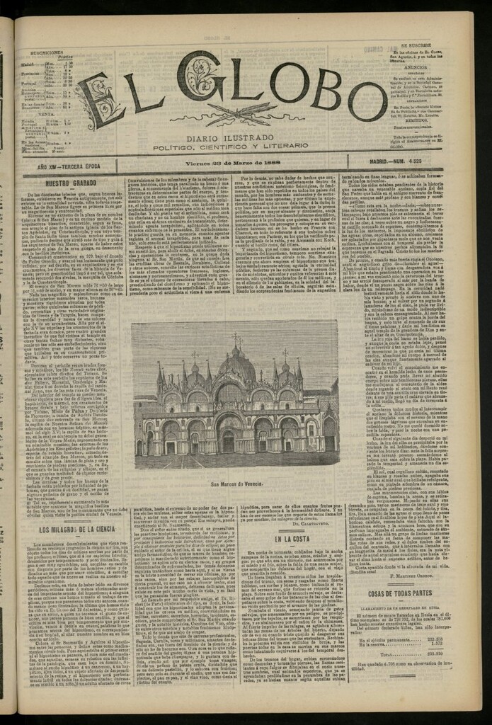 Miniatura de El Globo : diario ilustrado del 23 de marzo de 1888, nº 4525