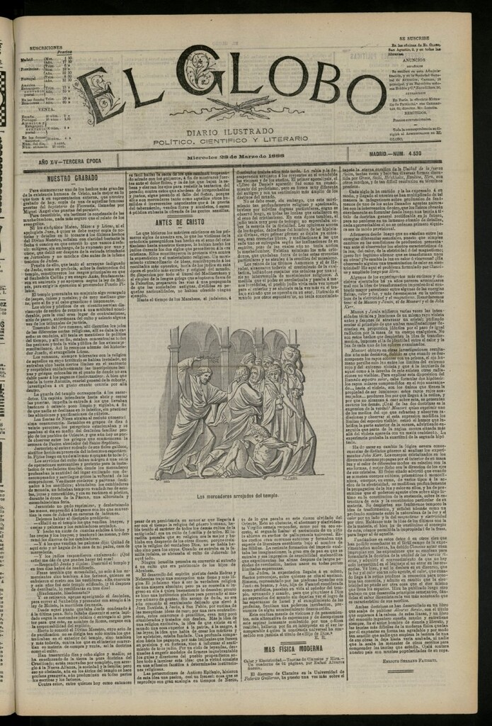 Miniatura de El Globo : diario ilustrado del 28 de marzo de 1888, nº 4530