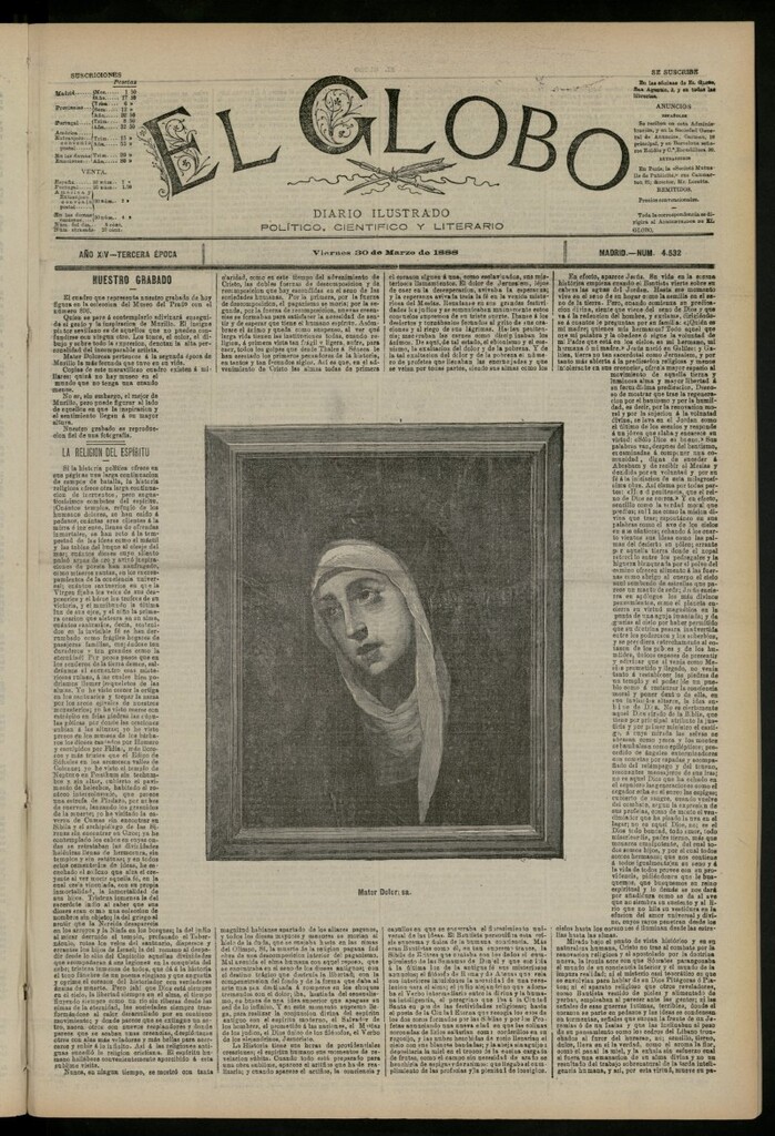 Miniatura de El Globo : diario ilustrado del 30 de marzo de 1888, nº 4532