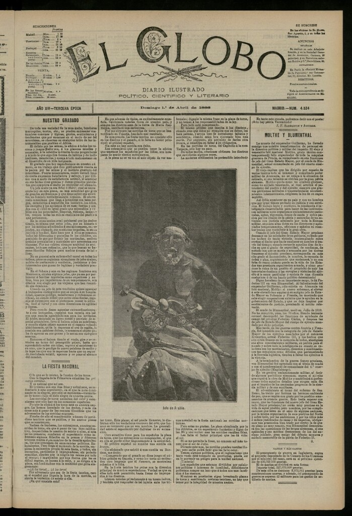 Miniatura de El Globo : diario ilustrado del 1 de abril de 1888, nº 4534