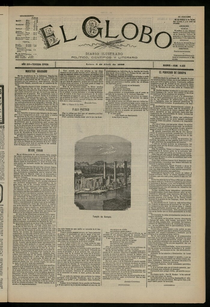 Miniatura de El Globo : diario ilustrado del 2 de abril de 1888, nº 4535