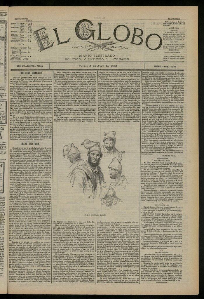 Miniatura de El Globo : diario ilustrado del 5 de abril de 1888, nº 4538