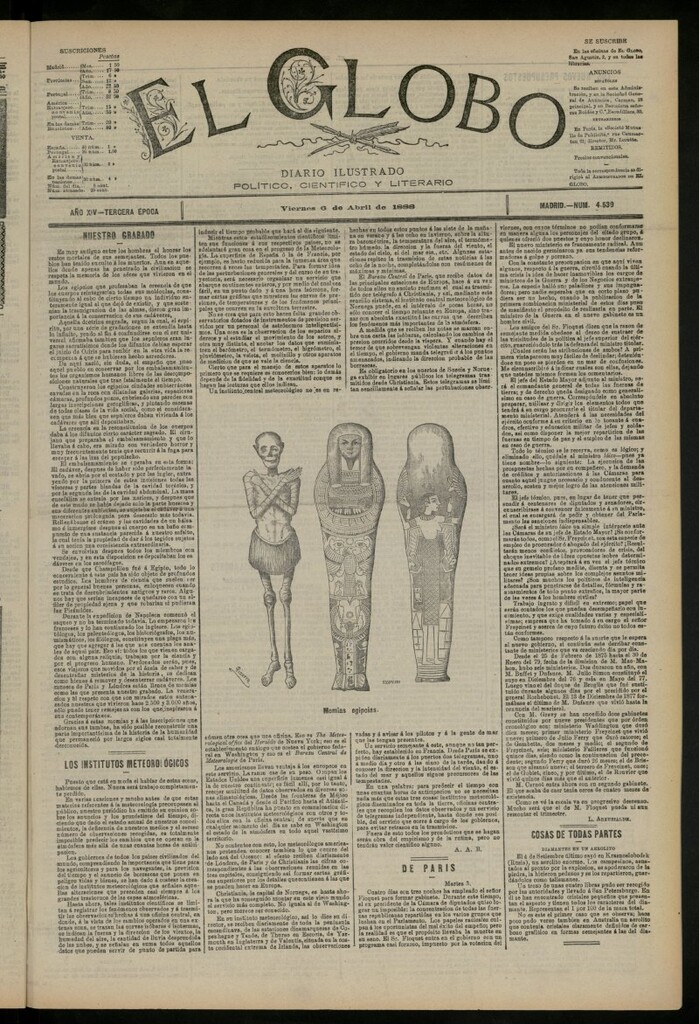 Miniatura de El Globo : diario ilustrado del 6 de abril de 1888, nº 4539