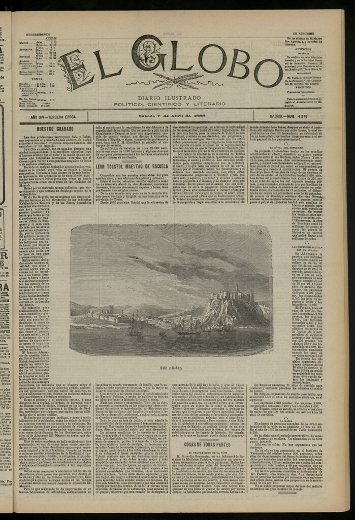 Miniatura de El Globo : diario ilustrado del 7 de abril de 1888, nº 4540