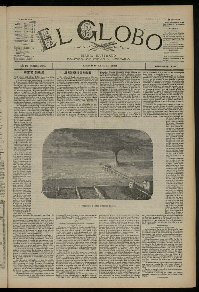 Miniatura de El Globo : diario ilustrado del 9 de abril de 1888, nº 4542