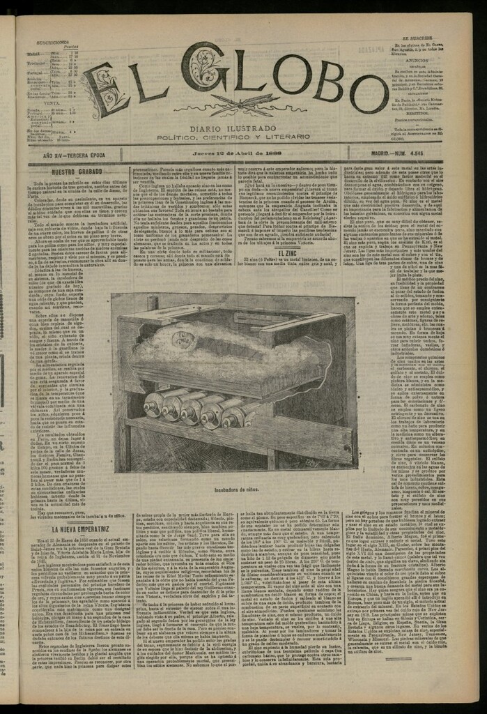 Miniatura de El Globo : diario ilustrado del 12 de abril de 1888, nº 4545