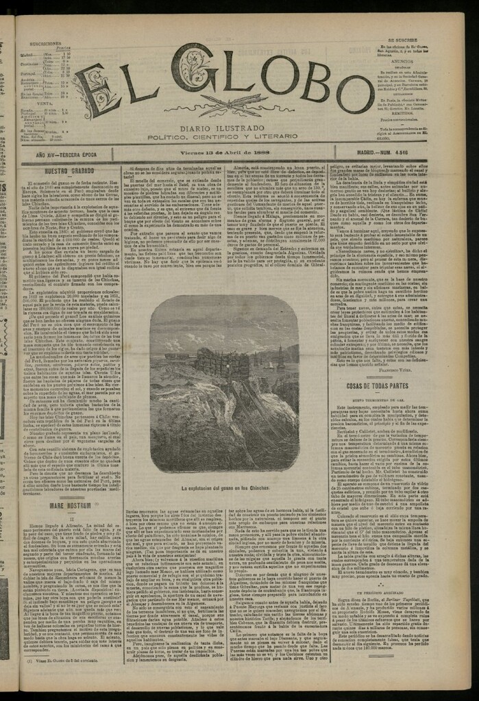 Miniatura de El Globo : diario ilustrado del 13 de abril de 1888, nº 4546
