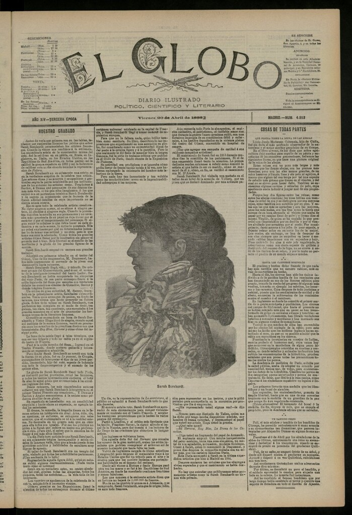 Miniatura de El Globo : diario ilustrado del 20 de abril de 1888, nº 4553