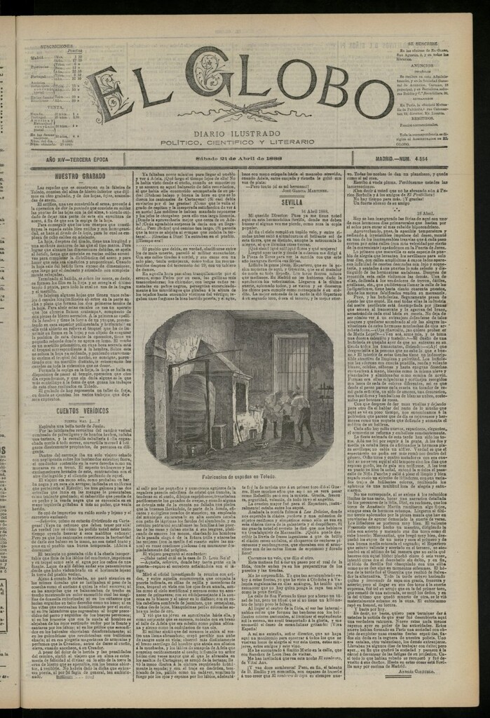 Miniatura de El Globo : diario ilustrado del 21 de abril de 1888, nº 4554