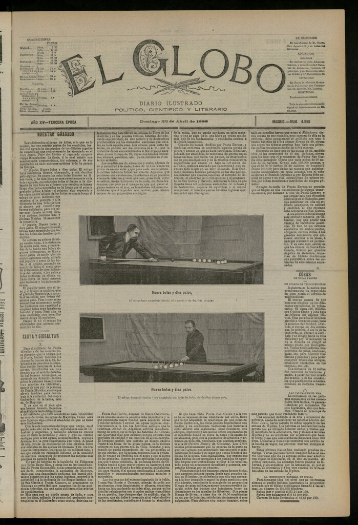 Miniatura de El Globo : diario ilustrado del 22 de abril de 1888, nº 4555