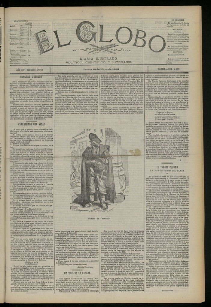 Miniatura de El Globo : diario ilustrado del 10 de mayo de 1888, nº 4573