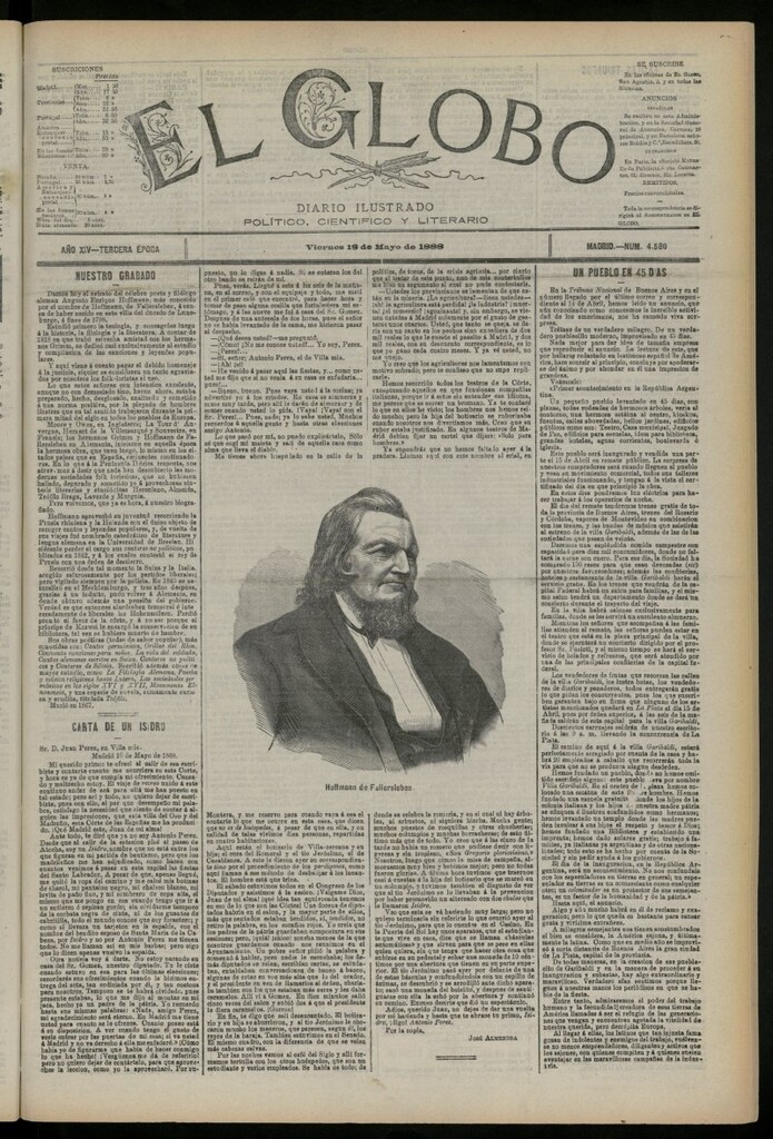Miniatura de El Globo : diario ilustrado del 18 de mayo de 1888, nº 4580