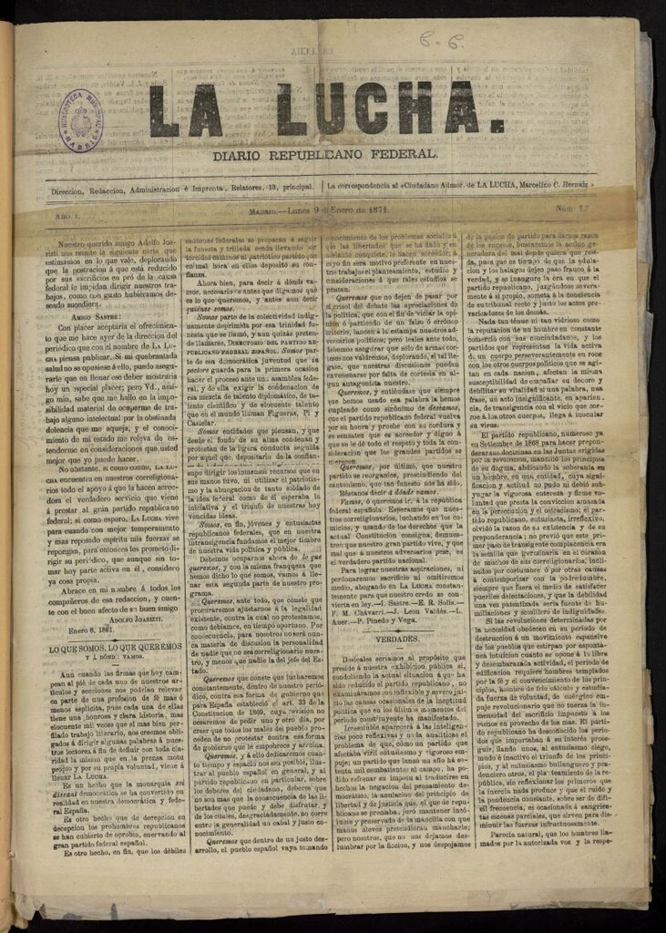 Miniatura de La Lucha: diario republicano federal