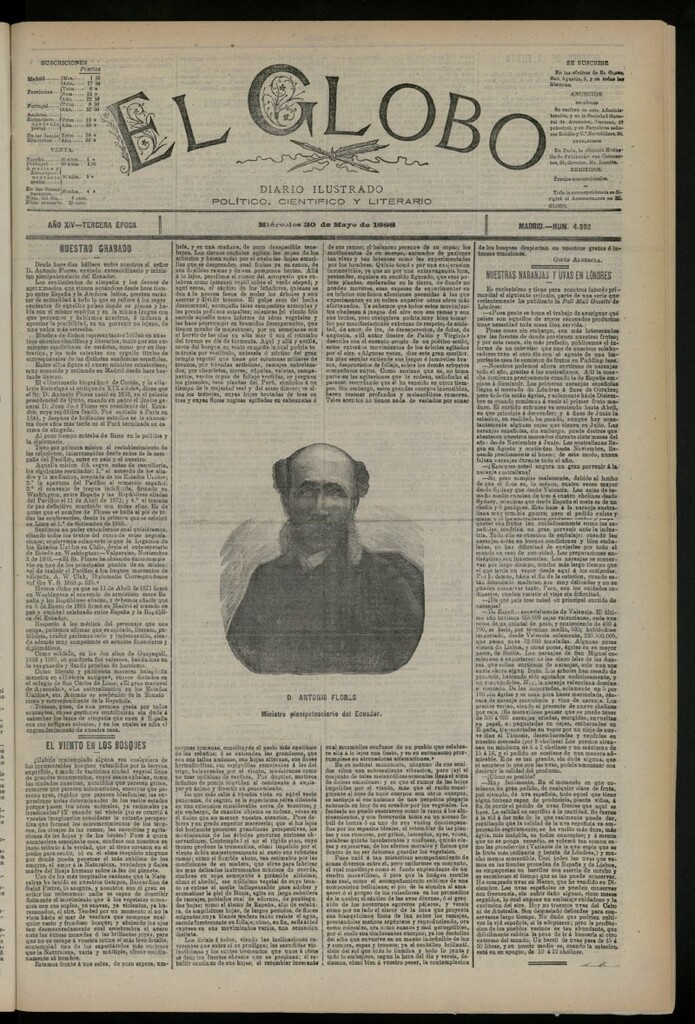Miniatura de El Globo : diario ilustrado del 30 de mayo de 1888, nº 4592