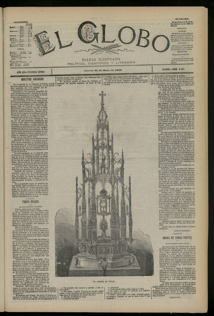 Miniatura de El Globo : diario ilustrado del 31 de mayo de 1888, nº 4593