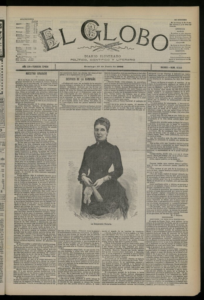 Miniatura de El Globo : diario ilustrado del 10 de junio de 1888, nº 4603