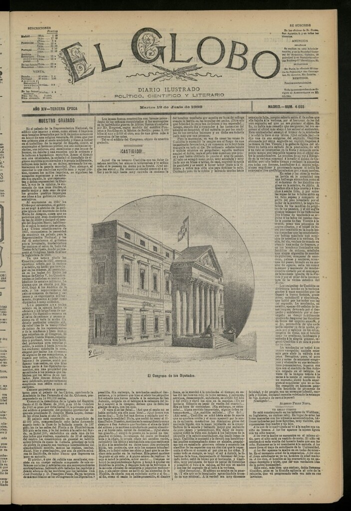 Miniatura de El Globo : diario ilustrado del 12 de junio de 1888, nº 4605