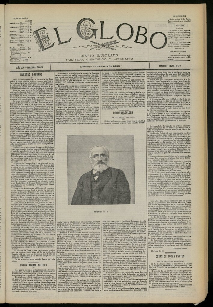Miniatura de El Globo : diario ilustrado del 17 de junio de 1888, nº 4610