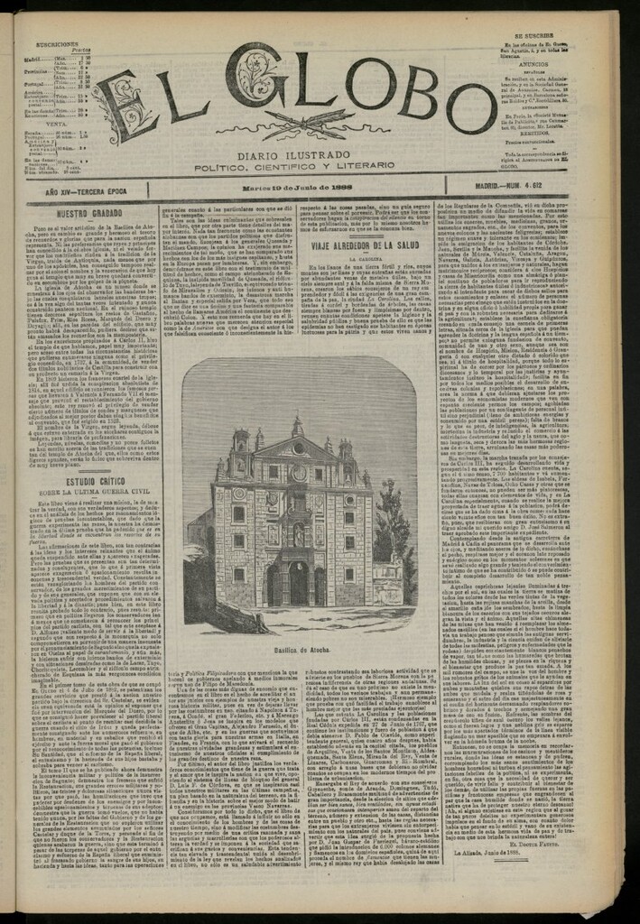 Miniatura de El Globo : diario ilustrado del 19 de junio de 1888, nº 4612