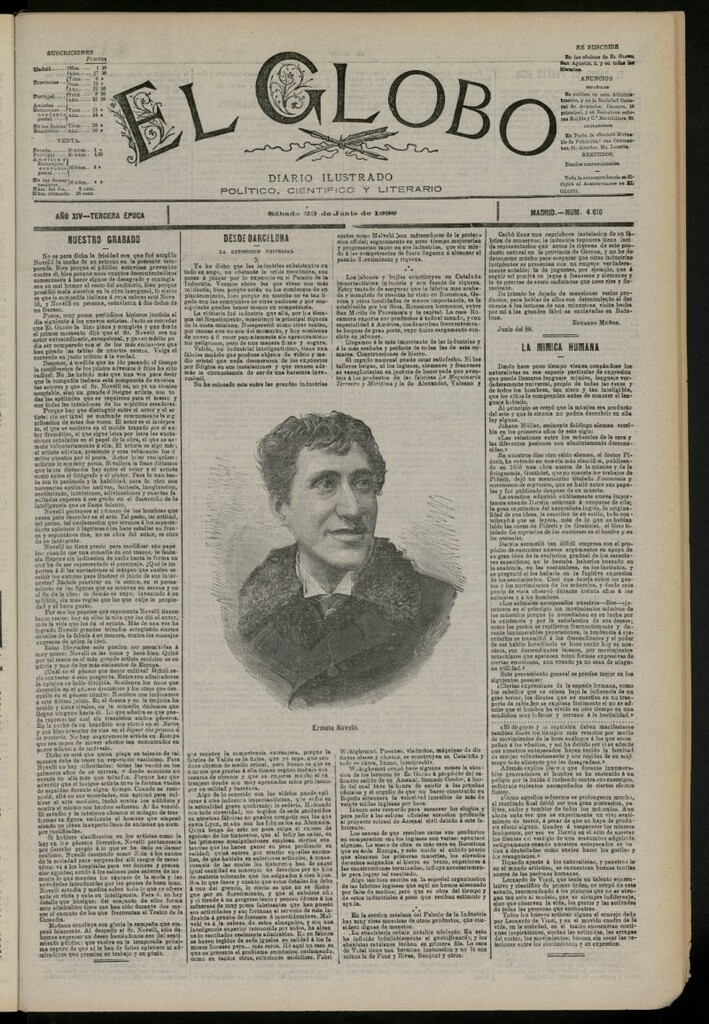 Miniatura de El Globo : diario ilustrado del 23 de junio de 1888, nº 4616