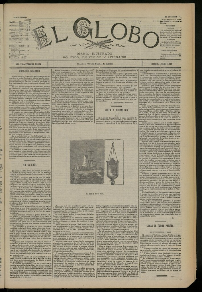 Miniatura de El Globo : diario ilustrado del 26 de junio de 1888, nº 4619