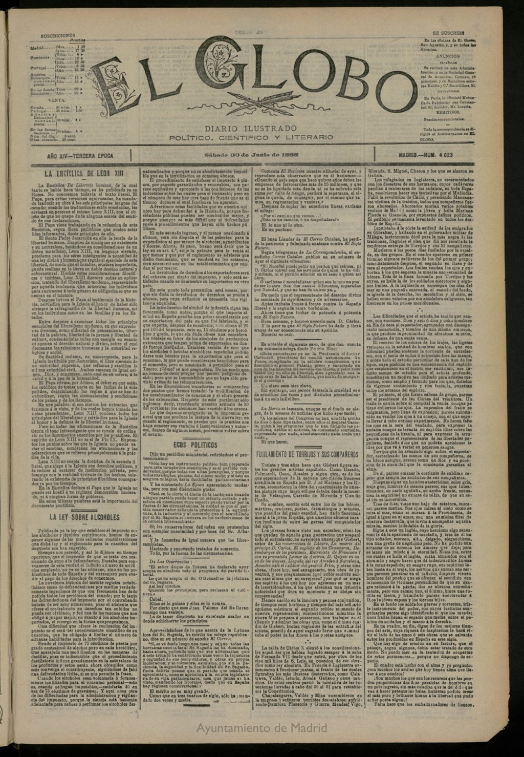 Miniatura de El Globo : diario ilustrado del 30 de junio de 1888, nº 4623