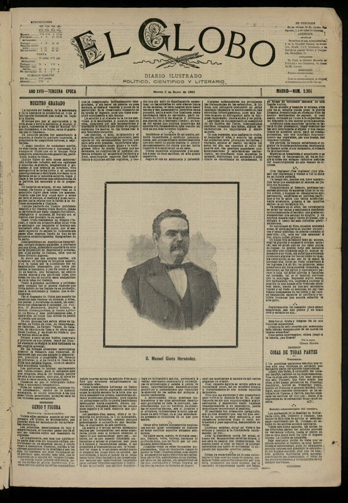 Miniatura de El Globo : diario ilustrado del 5 de enero de 1892, nº 5904