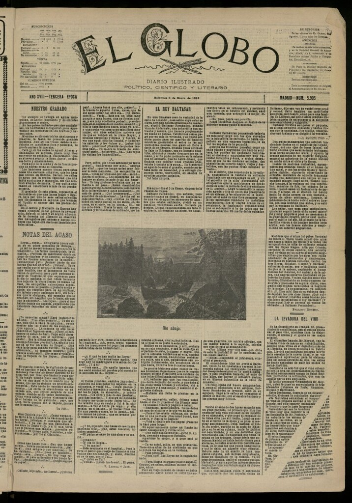 Miniatura de El Globo : diario ilustrado del 6 de enero de 1892, nº 5905