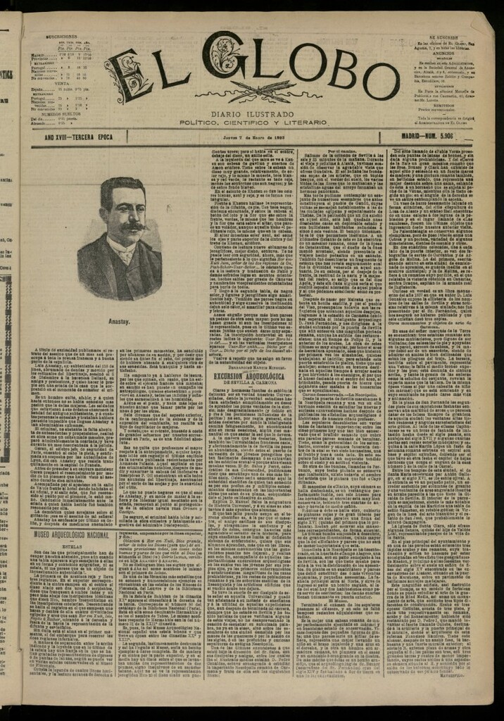 Miniatura de El Globo : diario ilustrado del 7 de enero de 1892, nº 5906