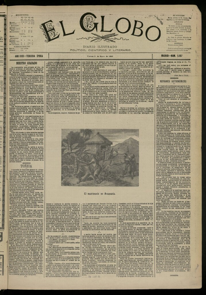 Miniatura de El Globo : diario ilustrado del 8 de enero de 1892, nº 5907