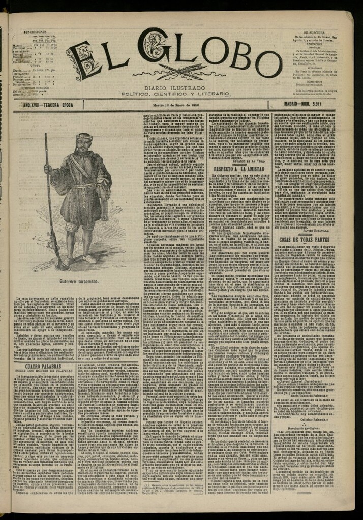 Miniatura de El Globo : diario ilustrado del 12 de enero de 1892, nº 5911