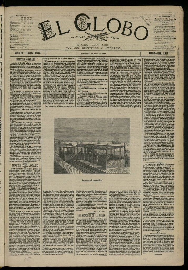 Miniatura de El Globo : diario ilustrado del 13 de enero de 1892, nº 5912