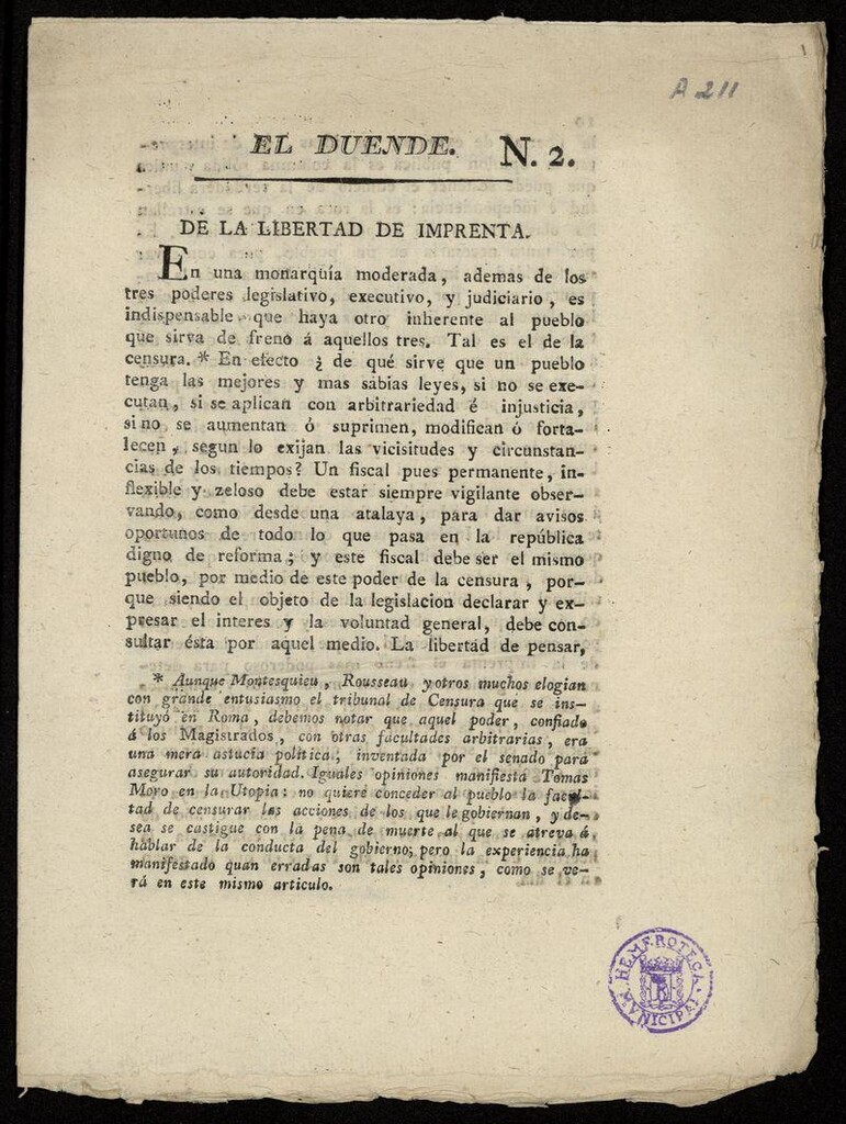 Miniatura de El Duende (Cádiz, 1811)