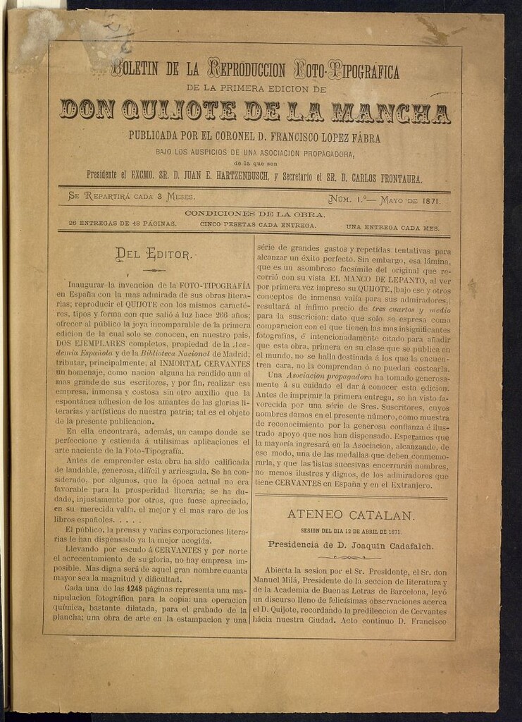 Miniatura de Boletín de la Reproducción Foto-Tipográfica de la Primera Edición de Don Quijote de la Mancha