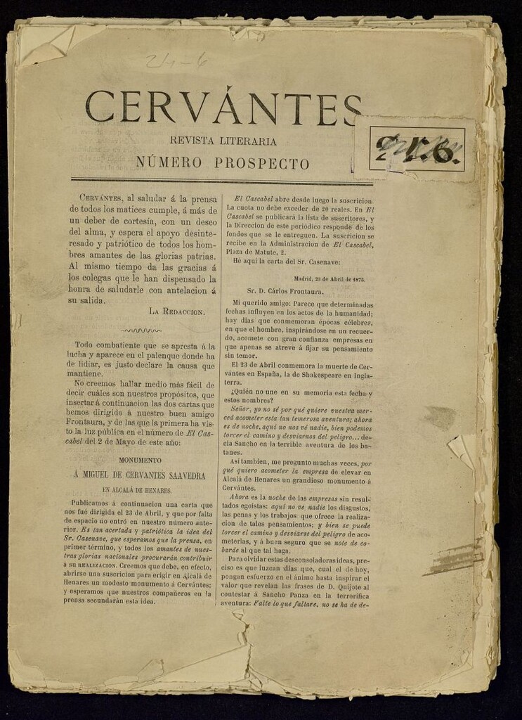 Miniatura de Cervantes : revista literaria