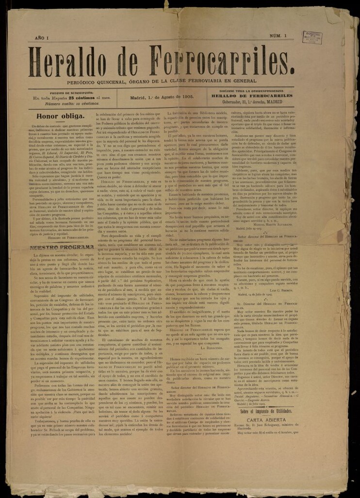 Miniatura de Heraldo de Ferrocarriles : periódico quincenal