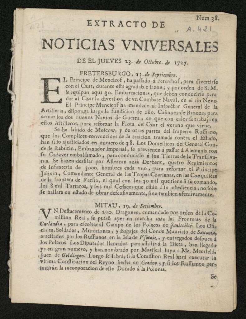 Miniatura de Extracto de Noticias Universales