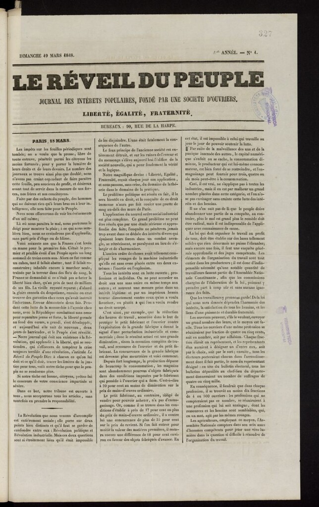 Miniatura de Le Réveil du Peuple: journal des intêrets populaires, fondé par une Société d´ouvriéres
