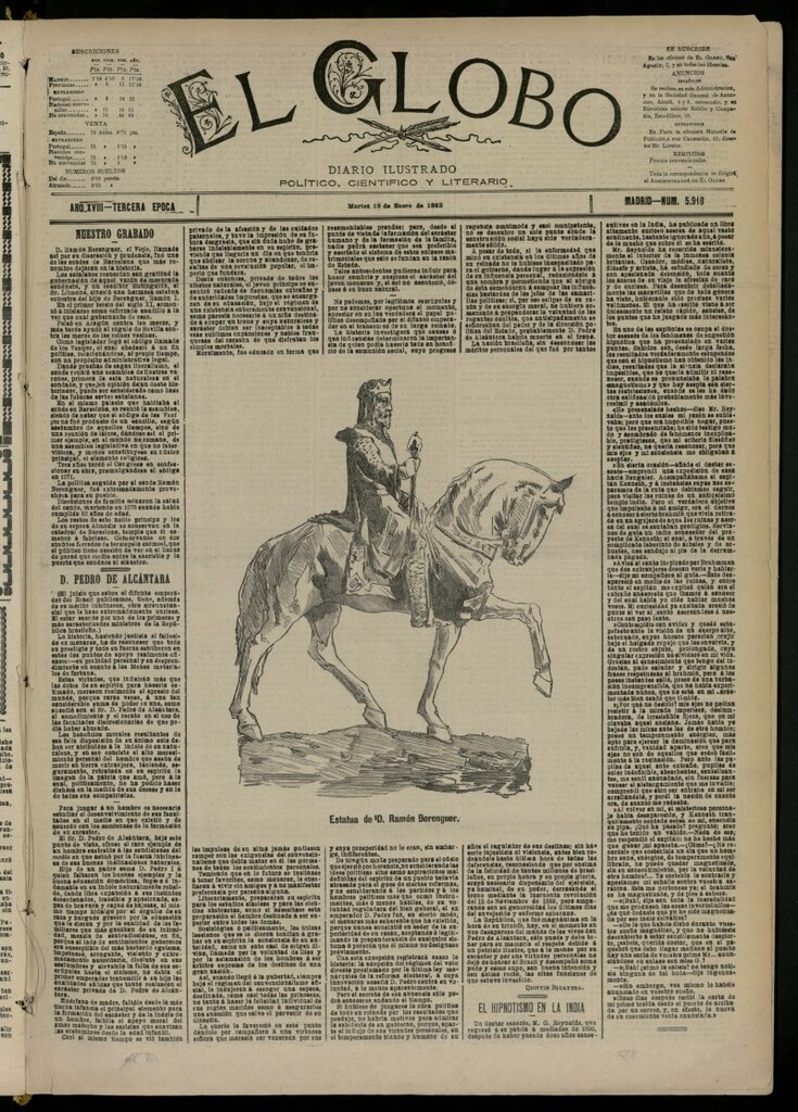 Miniatura de El Globo : diario ilustrado del 19 de enero de 1892, nº 5918