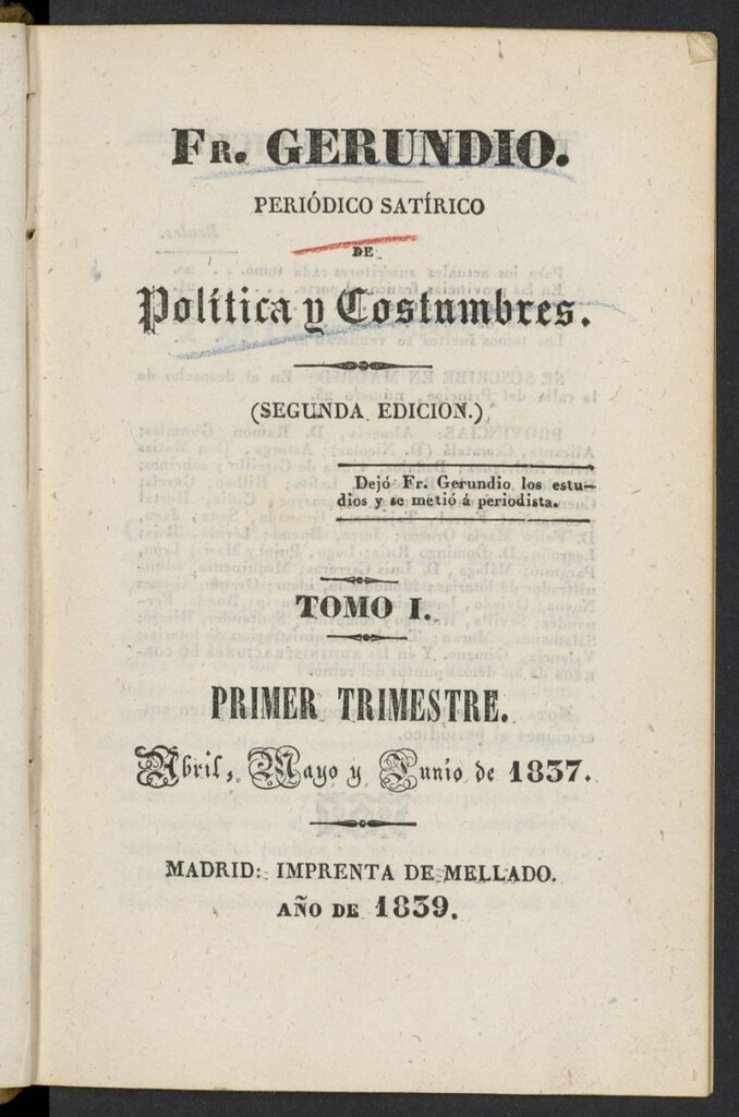 Miniatura de Fr. Gerundio: periódico satírico de política y costumbres