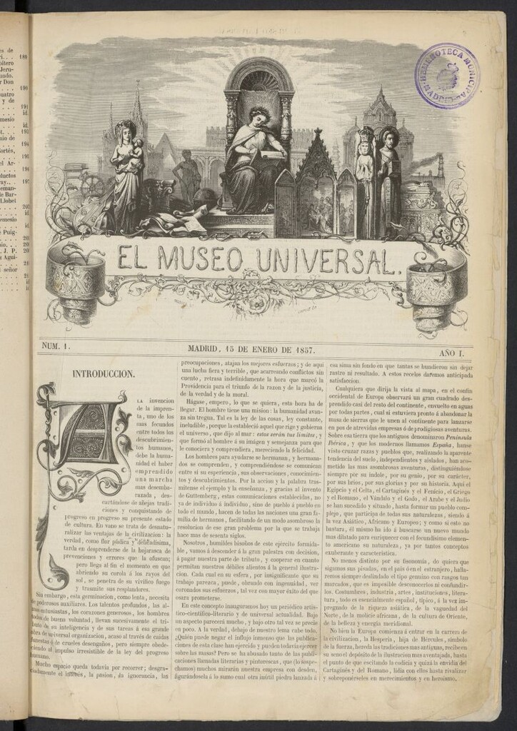 Miniatura de El Museo Universal : periódico de ciencias, literatura, artes, industria y conocimientos útiles