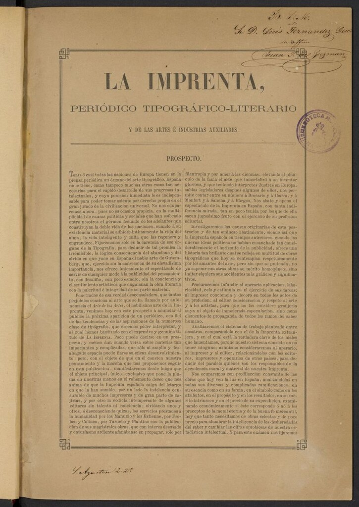 Miniatura de La Imprenta: periódico tipográfico, literario y de las artes e industrias auxiliares