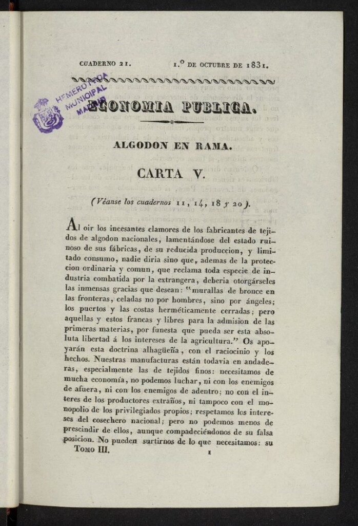 Miniatura de Cartas Españolas o sea Revista Histórica, científica, teatral, artística, crítica y literaria